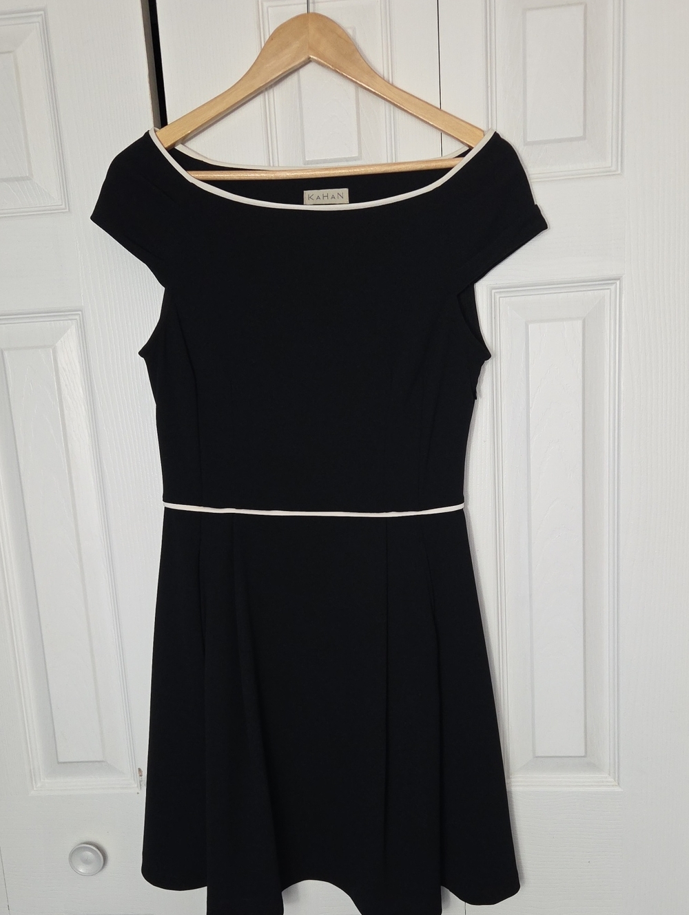 Kahan Black Midi Dress with White Piping